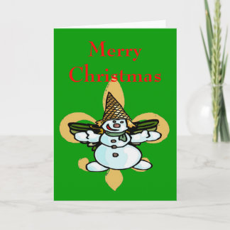 Fleur de Lis Dat, Older New Orleans Snowman, Mr... Holiday Card
