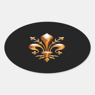 Fleur de Lis (de Lys) Oval Sticker