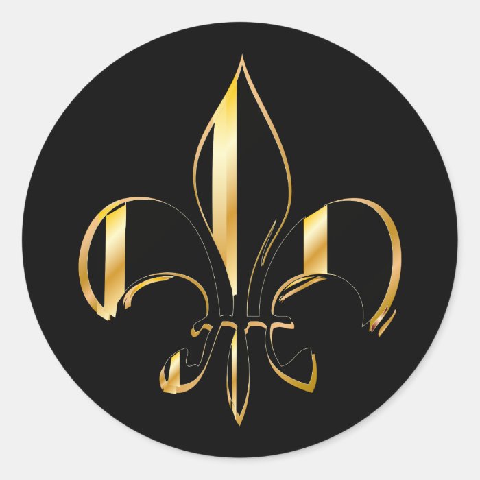 Fleur de Lis, DIY background+text Round Stickers