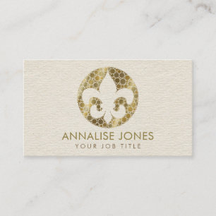 Fleur-de-lis - Dot Art Golden Gradient Business Card