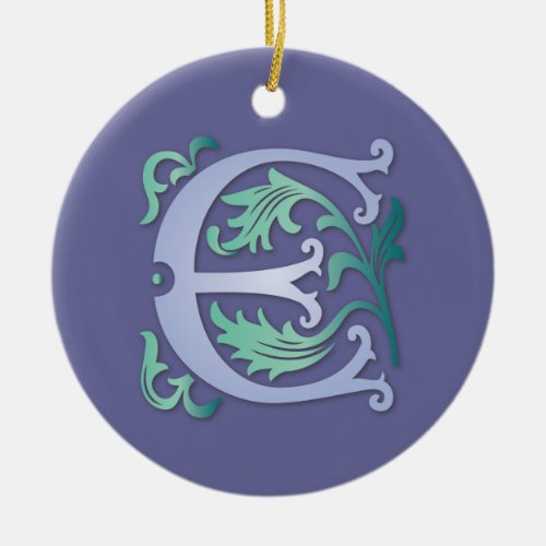 Fleur_de_lis E Monogram Ceramic Ornament