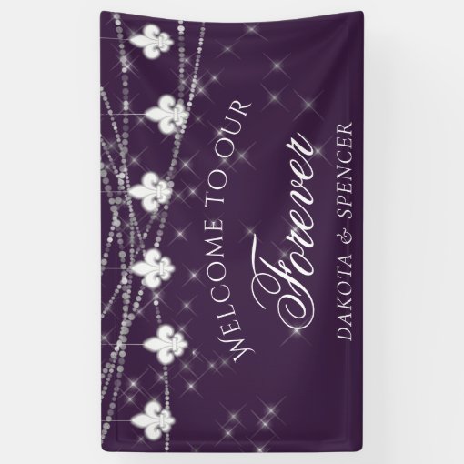 Fleur De Lis Eggplant Lights Welcome To Forever Banner Zazzle