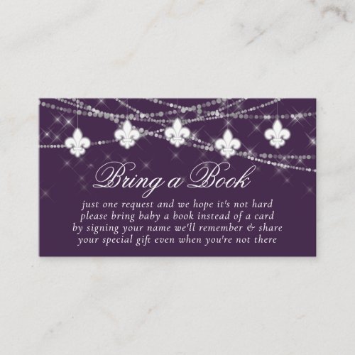 Fleur de Lis Eggplant Purple Lights  Book Request Enclosure Card