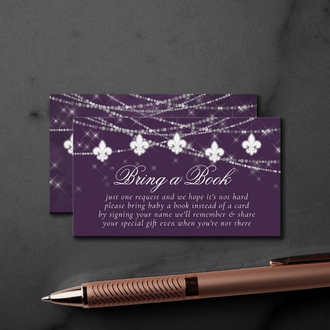 Fleur de Lis Eggplant Purple Lights | Book Request Enclosure Card (Creator Uploaded)