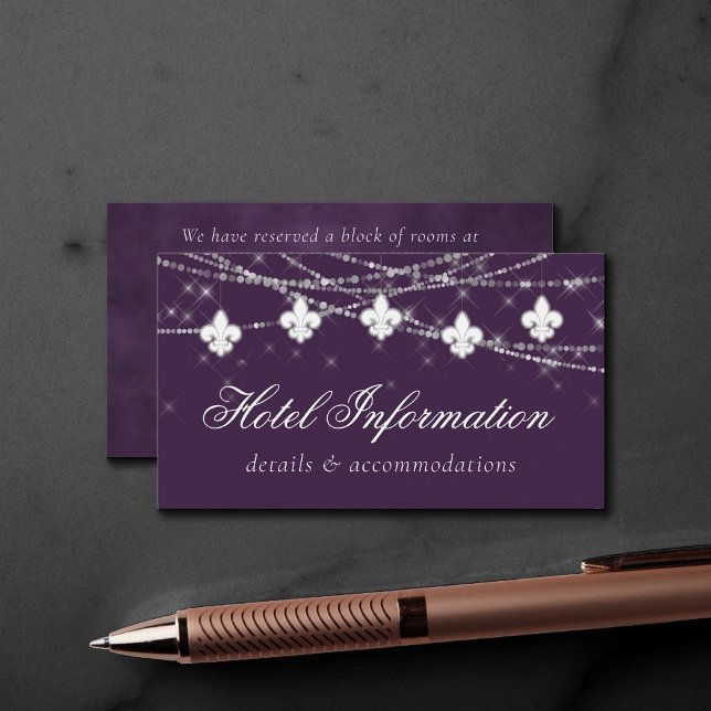 Fleur de Lis Eggplant Purple Lights | Hotel Detail Enclosure Card (Creator Uploaded)