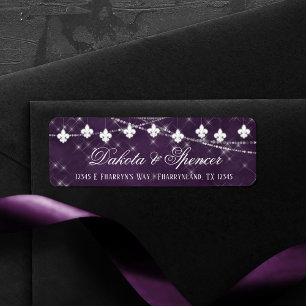 Fleur de Lis Eggplant Purple Lights   Plum Address Label