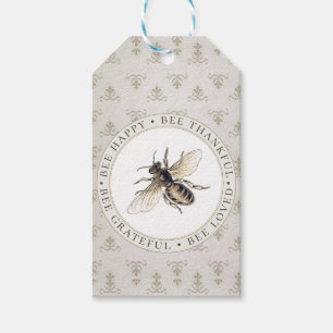 Fleur De Lis Elegant Honey Bee Grateful Gift Tag