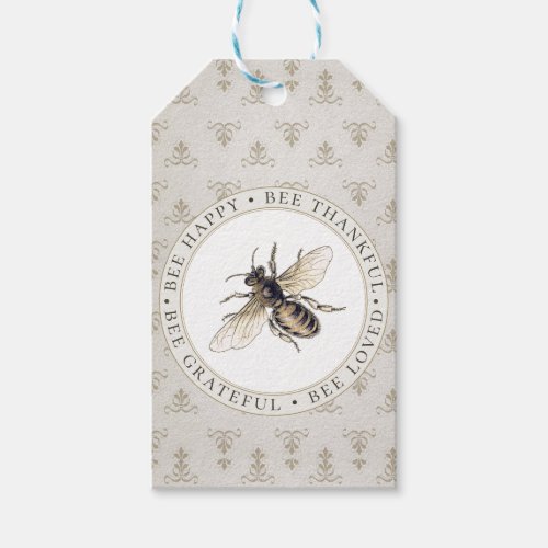 Fleur De Lis Elegant Honey Bee Grateful Gift Tag