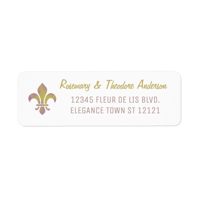 Fleur de Lis Elegant Return Address Gold Label (Front)