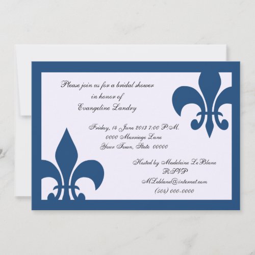 Fleur de Lis event Invitation Dark Blue