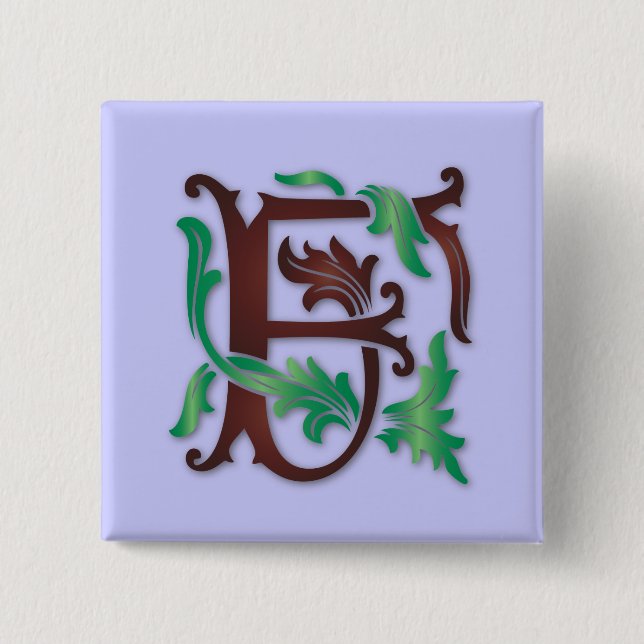 Fleur-de-lis F Monogram Pinback Button (Front)