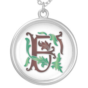 Fleur-de-lis F Monogram Silver Plated Necklace