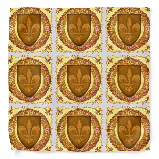 Fleur De Lis Family Crest  Bandana (Front)