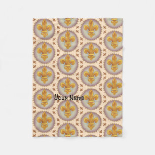 Fleur De Lis Family Crest Surname Fleece Blanket