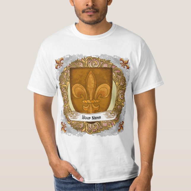 Fleur De Lis Family Crest Surname T-Shirt (Front)