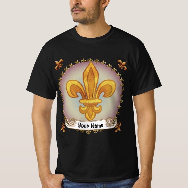 Fleur De Lis Family Crest Surname T-Shirt (Front)