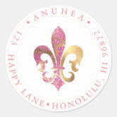 Mardi Gras New Orleans Fleur De Lis Faux Glitter Sticker