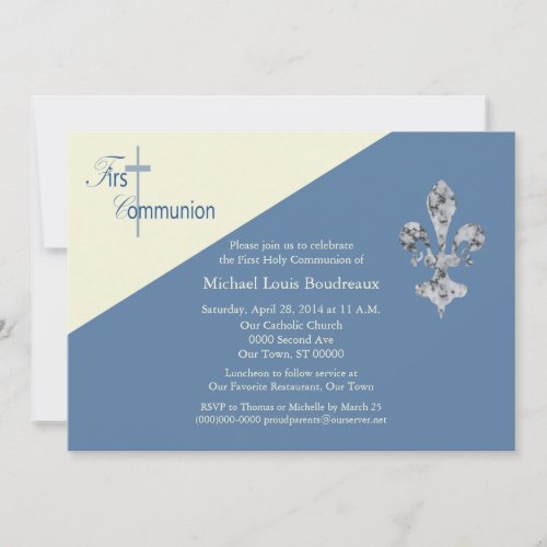Fleur de Lis First Communion Invitation