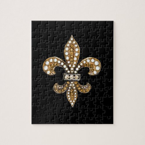 Fleur De Lis Flor  New Orleans Customize Gold Jigsaw Puzzle