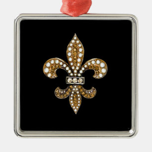 Fleur De Lis Flor  New Orleans Customize Gold Metal Ornament