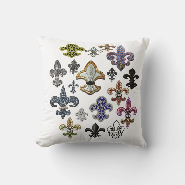 Fleur De Lis Flor  New Orleans Jewel Pillow (Front)