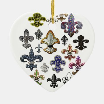 Fleur De Lis Flor  New Orleans Jewel Sparkle Ceramic Ornament by Lorriscustomart at Zazzle