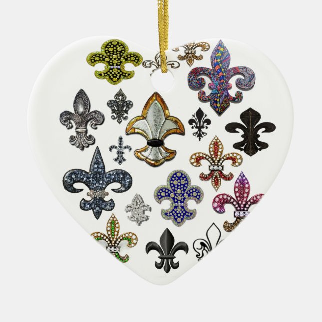 Fleur De Lis Flor  New Orleans Jewel Sparkle Ceramic Ornament (Front)