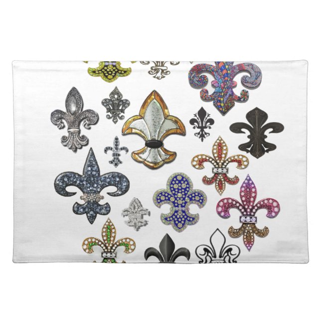 Fleur De Lis Flor  New Orleans Jewel Sparkle Cloth Placemat (Front)
