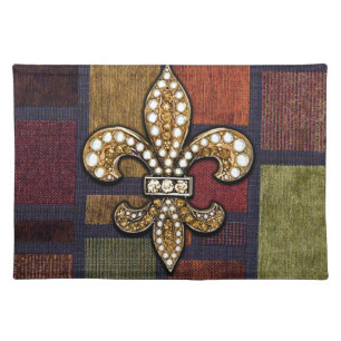 Fleur De Lis Flor New Orleans Jewel Sparkle Patch Cloth Placemat