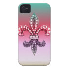 Fleur De Lis Flor  New Orleans Multi Color Pink