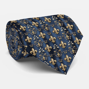 Fleur-de-Lis Floral Pattern Neck Tie