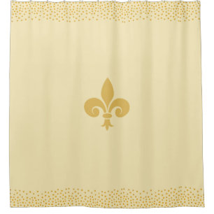 Fleur_de_Lis Flower & Gold Confetti on Golden Shower Curtain