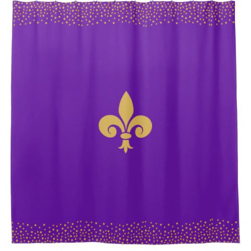 Fleur_de_Lis Flower  Gold Confetti on Purple Shower Curtain