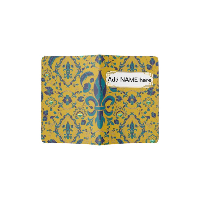 FLEUR DE LIS FRENCH FLOWER PASSPORT HOLDER (Opened)