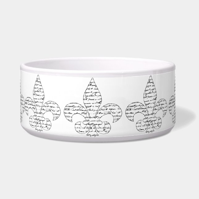 Fleur de Lis French Script Bowl (Front)