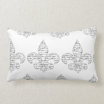 Fleur De Lis French Script Lumbar Pillow by SimplyChicHome at Zazzle