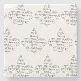 Fleur de Lis French Script Stone Coaster