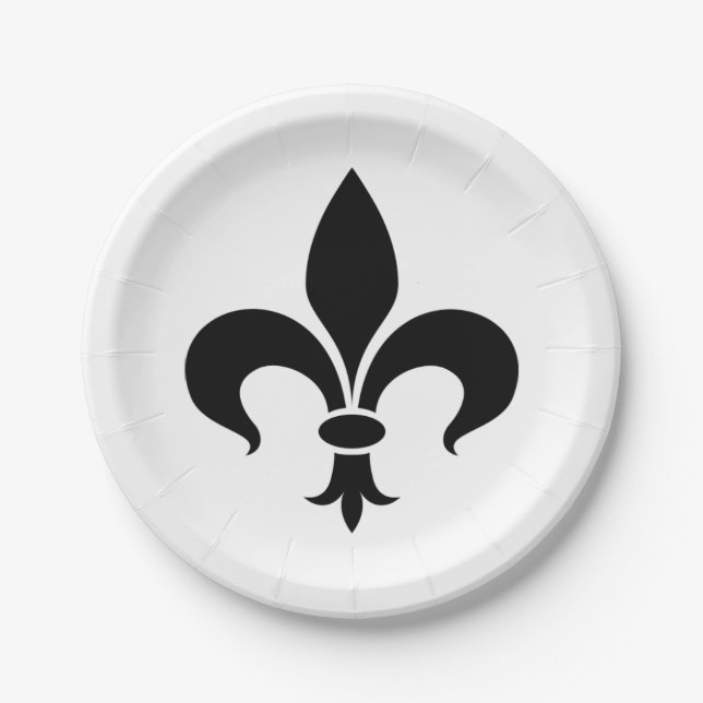 Fleur de Lis French Themed Party Paper Plates (Front)