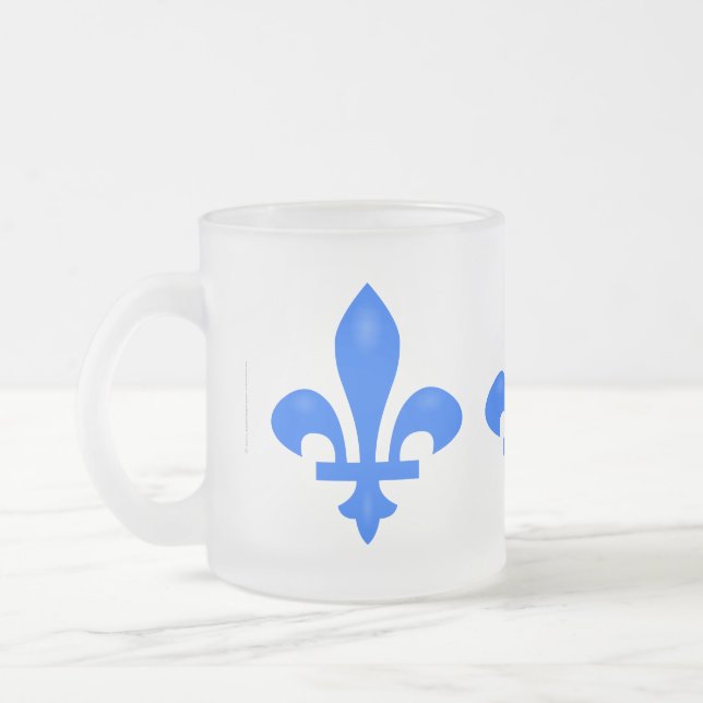 Fleur de lis frosted glass coffee mug (Left)
