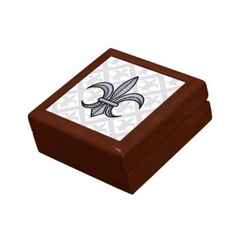 Fleur-de-lis Gift Box (silver) by DryGoods at Zazzle