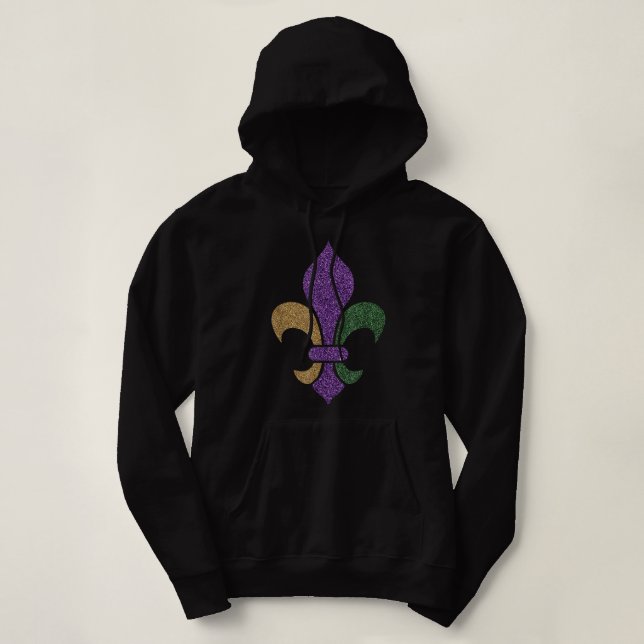 Fleur De Lis  Glitter Effect Mardi Gras 2018  Hoodie (Design Front)