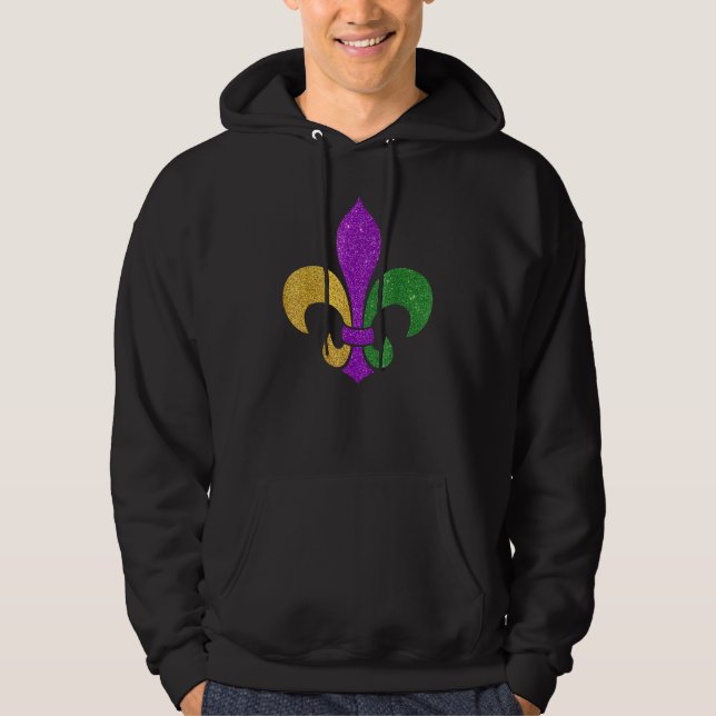 Fleur De Lis Glitter Effect Mardi Gras_3 Hoodie (Front)