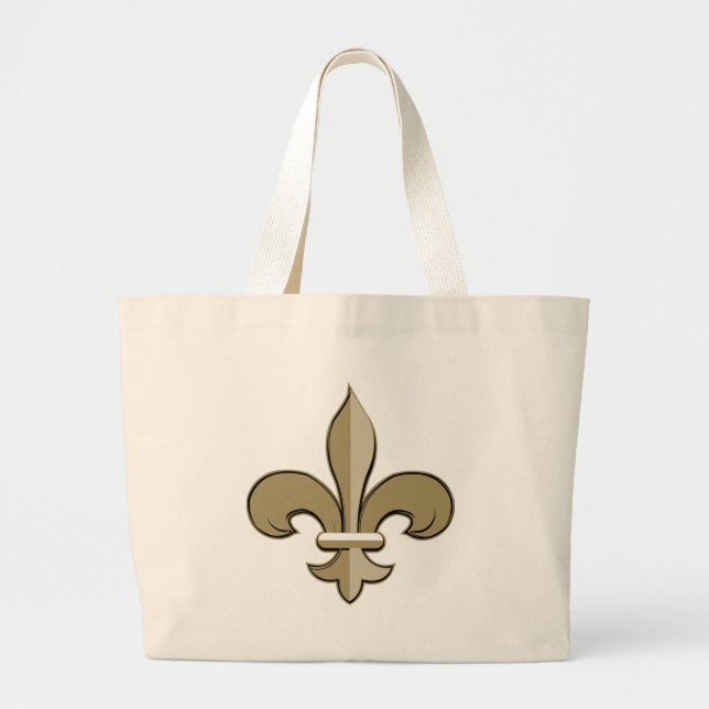 Fleur de lis - Gold and black Large Tote Bag (Front)