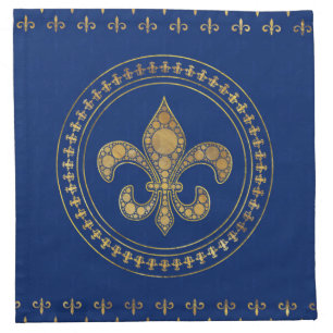 Fleur-de-lis - Gold and Royal Blue Cloth Napkin