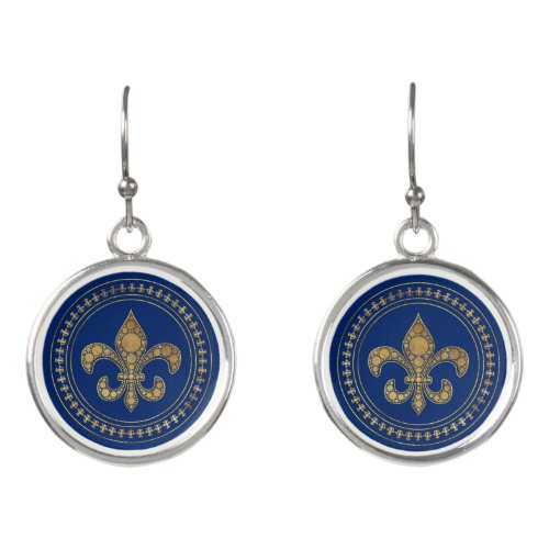 Fleur_de_lis _ Gold and Royal Blue Earrings