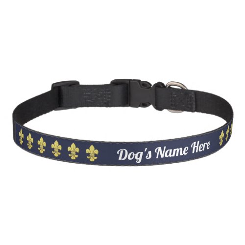Fleur_de_lis Gold Dogs Name Your Background Color Pet Collar