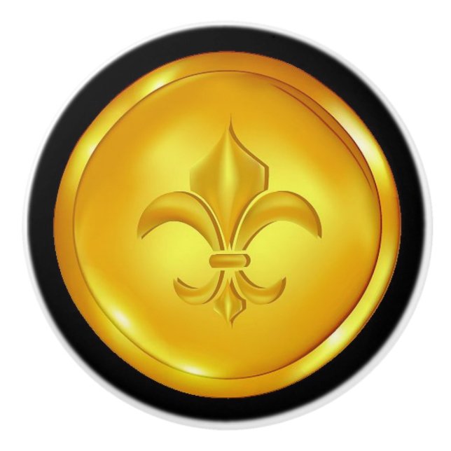 Fleur De Lis Gold Drawer Pulls - SRF (Front)