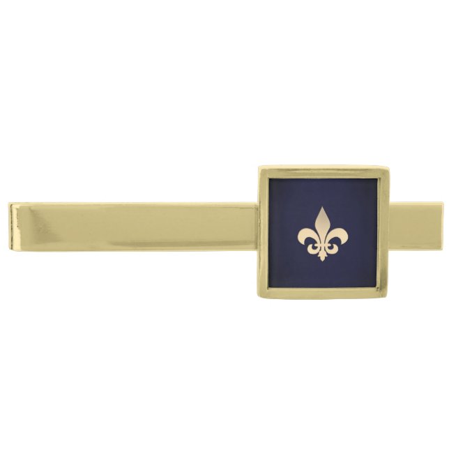 Fleur De Lis Gold Finish Tie Bar (Front)