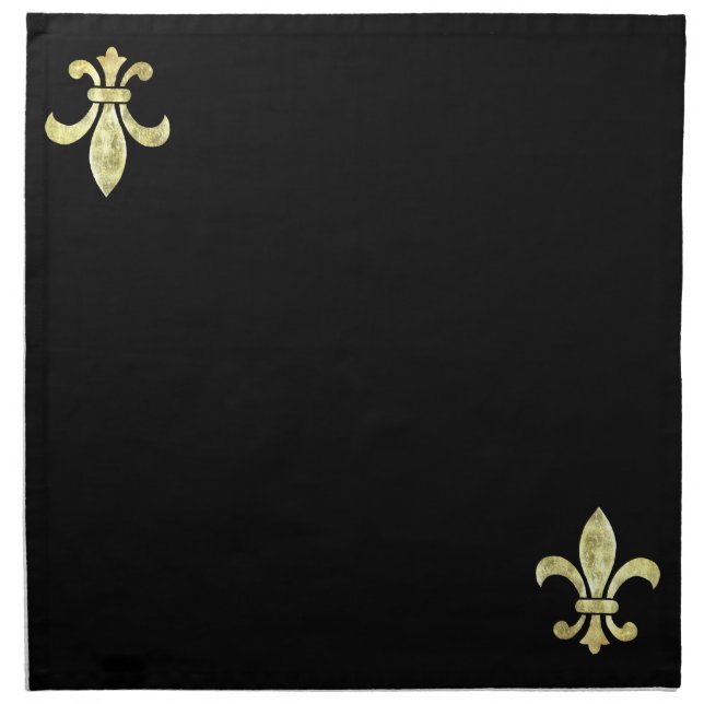 Fleur de Lis Gold Leaf Cloth Napkin (Front)
