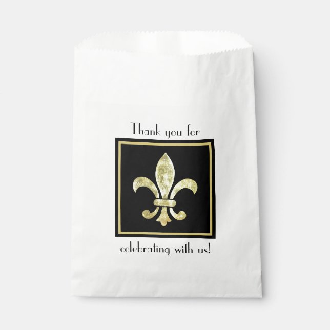 Fleur De Lis Gold Leaf Favor Bag (Front)